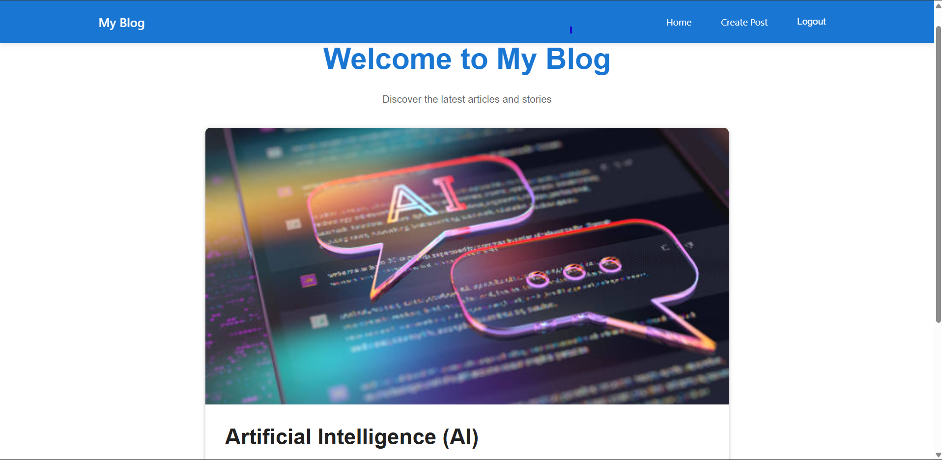 Screenshot of Blog Website Project