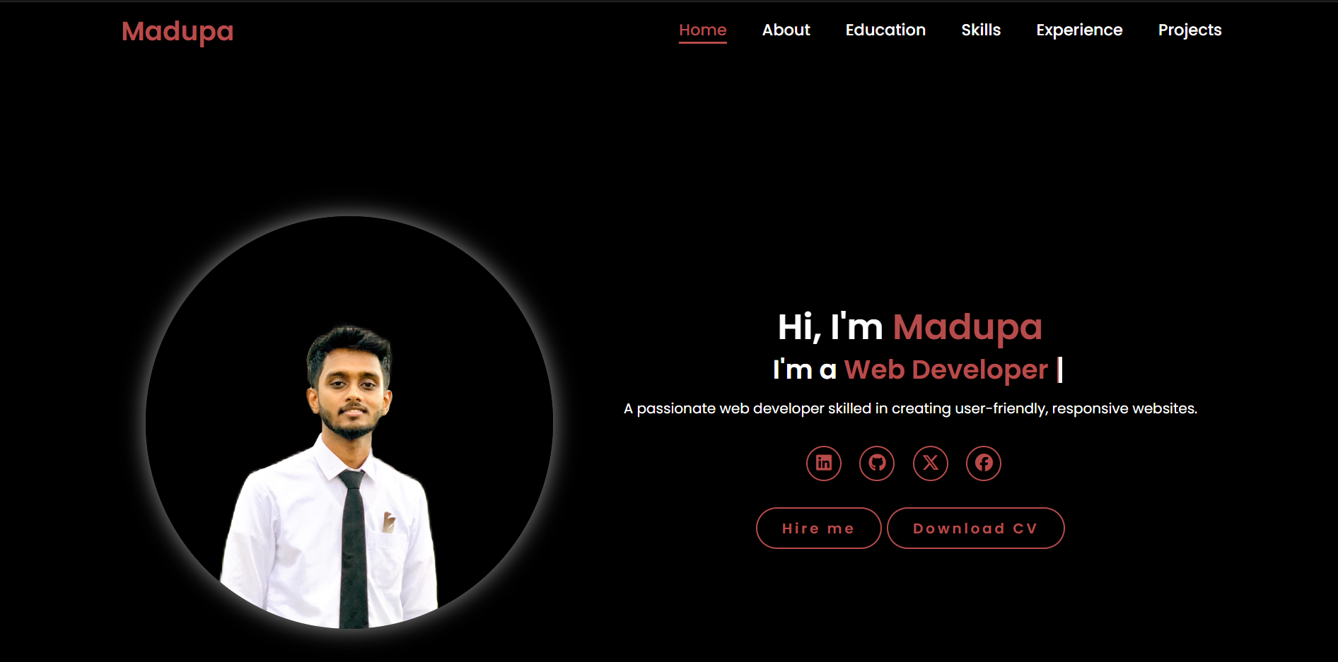 Screenshot of Personal Portfolio Project