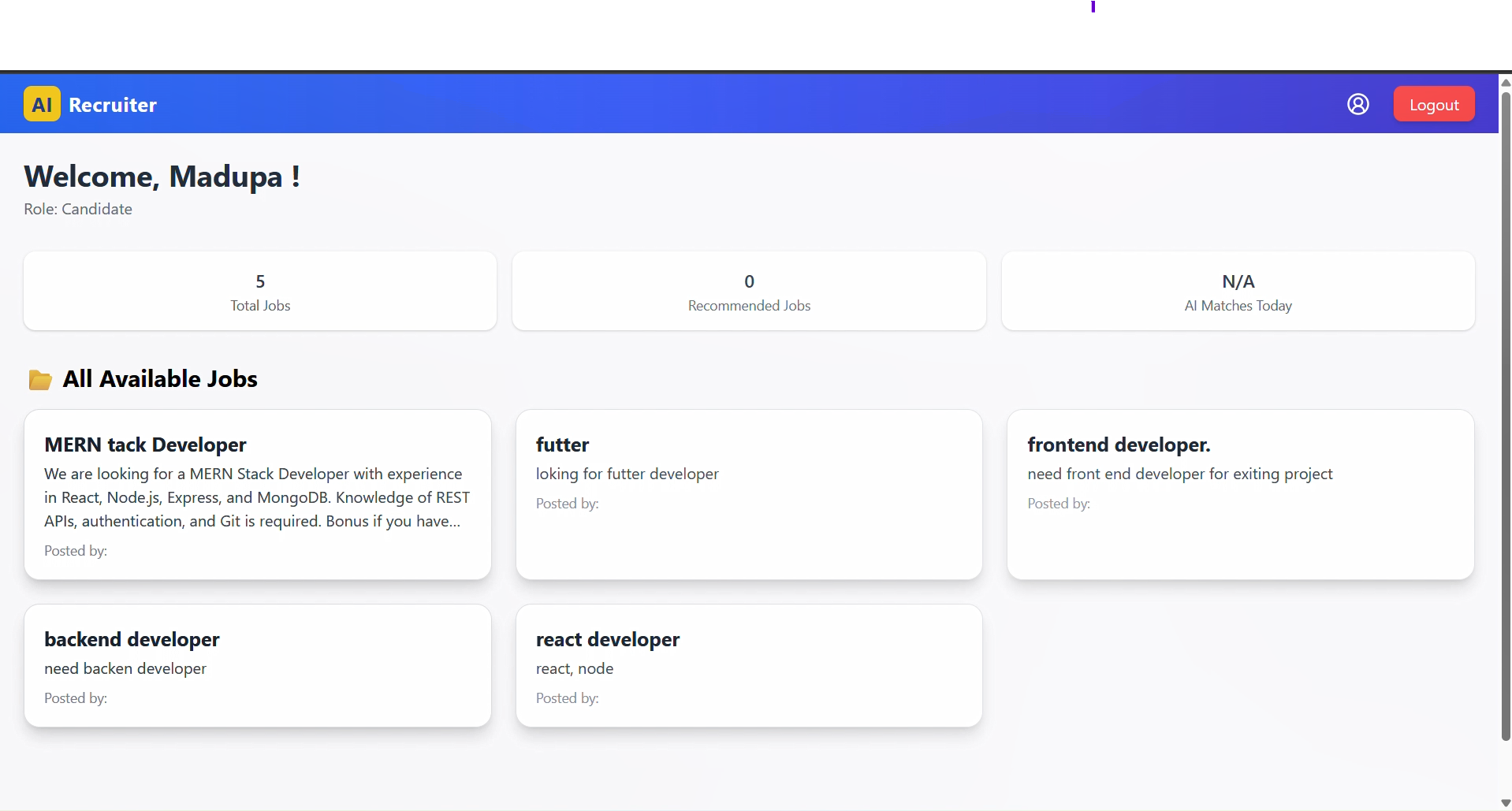 Screenshot of Recruitment AI System Project
